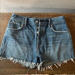 GRLFRND Blue Frayed Hem Jean Shorts 27 Joshua Tree
